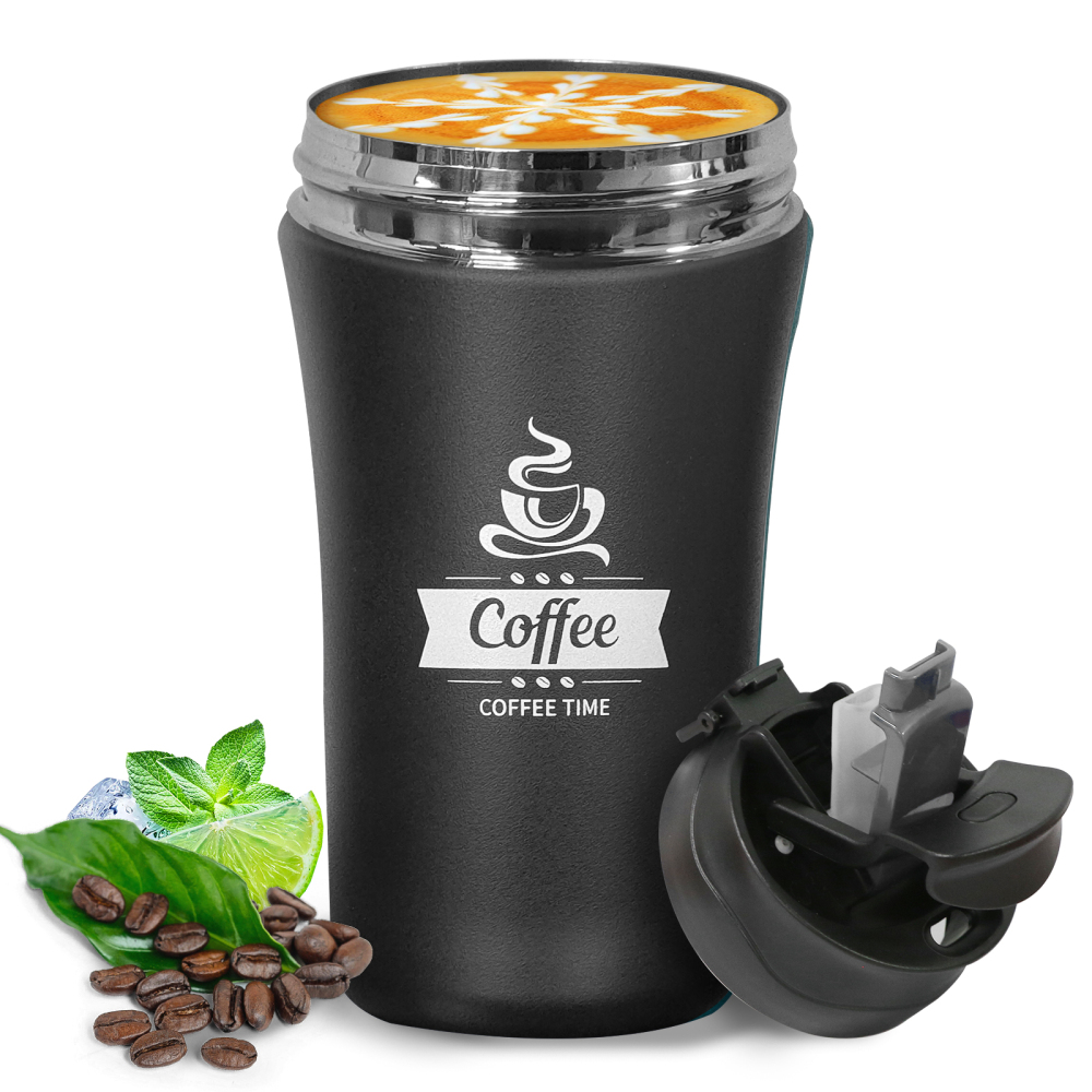 Black Tumbler Double Wall Vacuum Insulated Coffee Travel Mug Stainless Steel Tumbler Bulk with Lid and Straw Powder Coated Insulated Coffee Cup for Co
