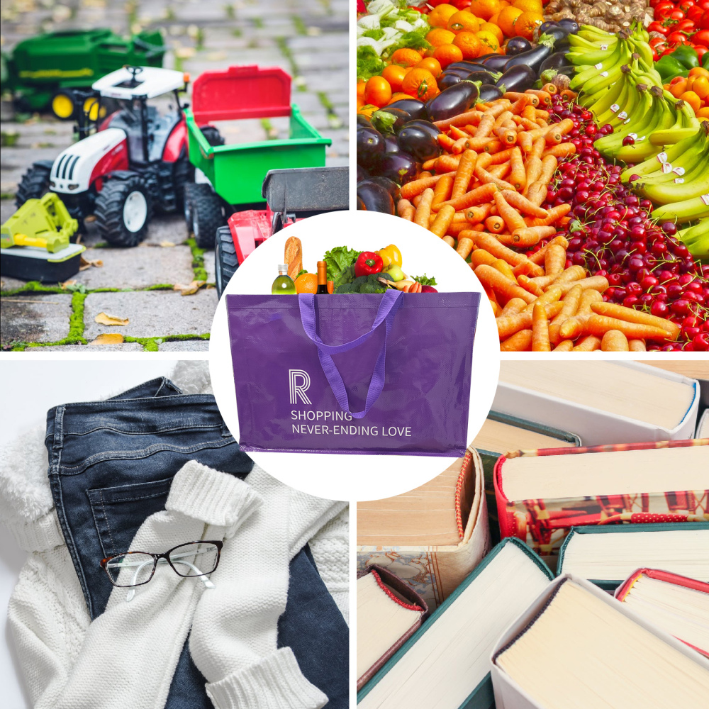 Reusable Grocery Shopping Box Bags (4 Pack ). Large, Premium Quality Heavy Duty Tote Bag Set with Reinforced Bottom. Foldable, Collapsible, Durable an