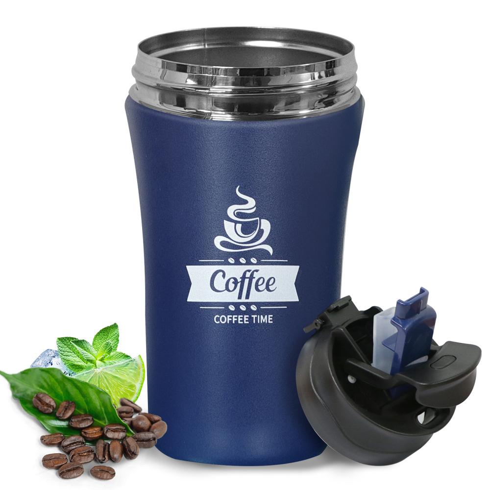 Blue Tumbler Double Wall Vacuum Insulated Coffee Travel Mug Stainless Steel Tumbler Bulk with Lid and Straw Powder Coated Insulated Coffee Cup for Col