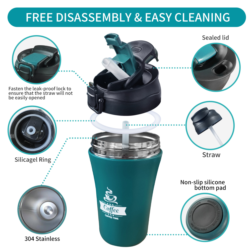 Tumbler Double Wall Vacuum Insulated Coffee Travel Mug Stainless Steel Tumbler Bulk with Lid and Straw Powder Coated Insulated Coffee Cup for Cold & H