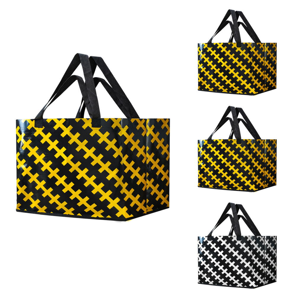 Reusable Grocery Shopping Box Bags (4 Pack - ). Small , Premium Quality Heavy Duty Tote Bag Set with Reinforced Bottom. Foldable, Collapsible, Durable