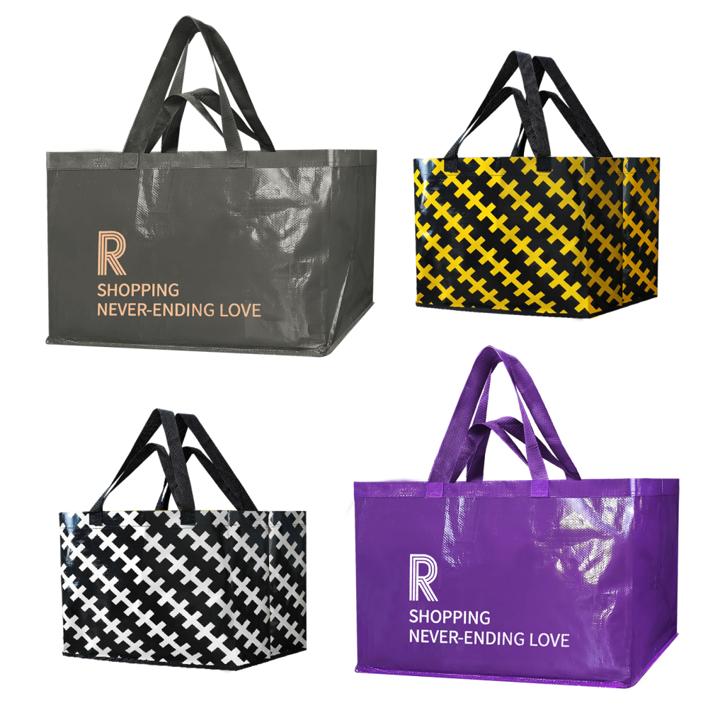 Reusable Grocery Shopping Box Bags (4 Pack ). Large, Premium Quality Heavy Duty Tote Bag Set with Reinforced Bottom. Foldable, Collapsible, Durable an