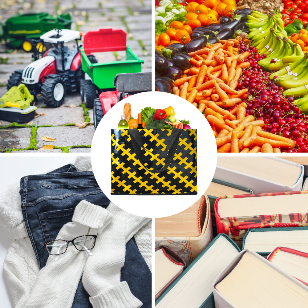 Reusable Grocery Shopping Box Bags (4 Pack - ). Small , Premium Quality Heavy Duty Tote Bag Set with Reinforced Bottom. Foldable, Collapsible, Durable