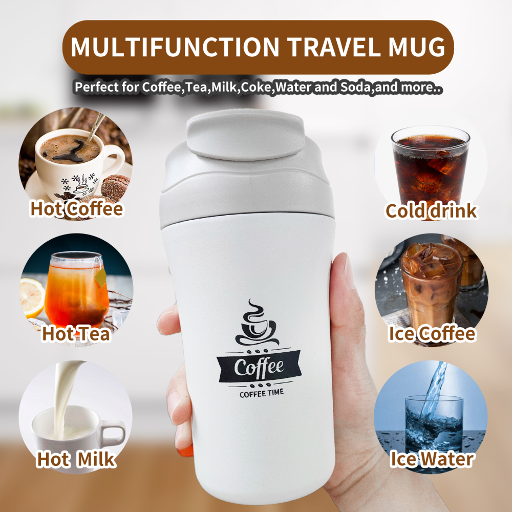 White Tumbler Double Wall Vacuum Insulated Coffee Travel Mug Stainless Steel Tumbler Bulk with Lid and Straw Powder Coated Insulated Coffee Cup for Co