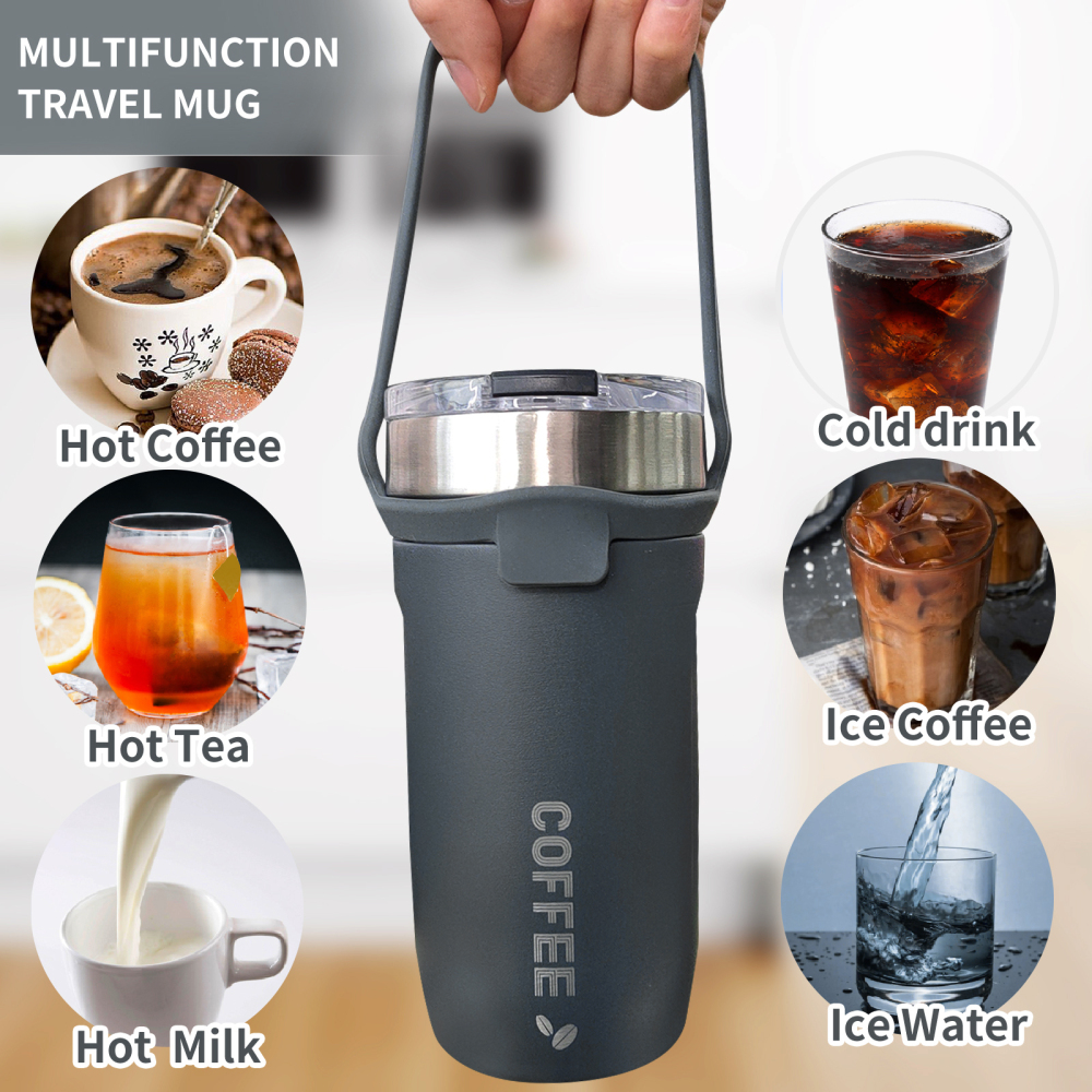 Coffee Tumbler Stainless Steel Coffee Travel Mug - Double Wall Thermal Vacuum Insulated Coffee Cup with Lid for Cold, Ice Drinks and Hot Beverage-16oz