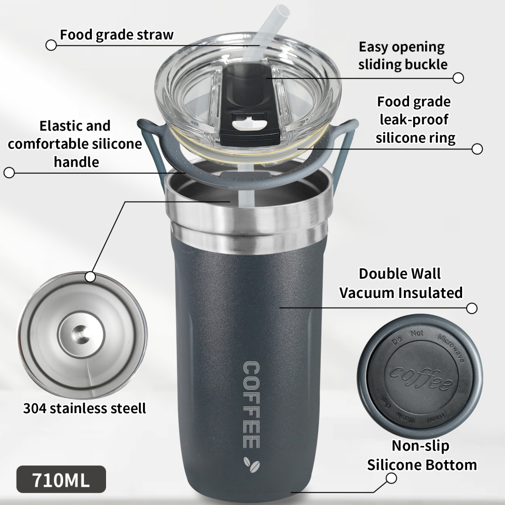 Coffee Tumbler Stainless Steel Coffee Travel Mug - Double Wall Thermal Vacuum Insulated Coffee Cup with Lid for Cold, Ice Drinks and Hot Beverage-16oz