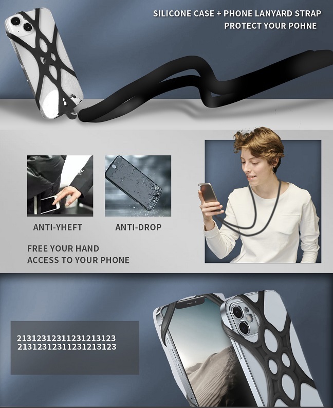 ROCONTRIP New Soft Silicone Lanyard Case Cover Holder Sling Adjustable Necklace Strap For Phones