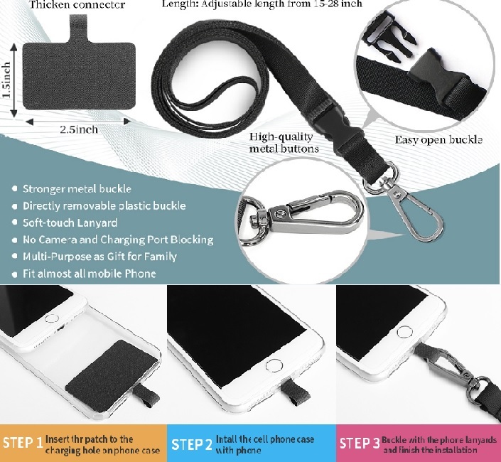 ROCONTRIP Crossbody Phone Lanyard Patch Neck Strap Lanyard with Detachable Neckstrap Compatible with Most Smartphone