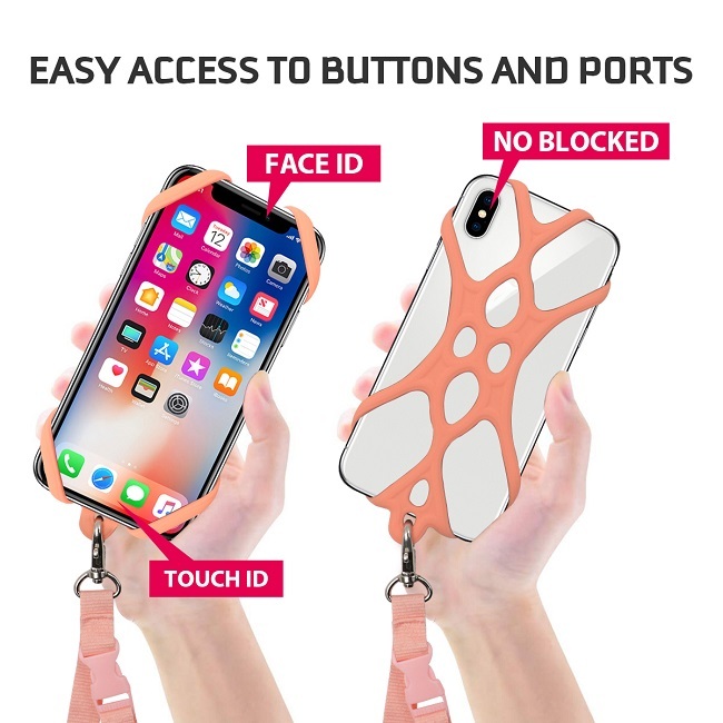 ROCONTRIP New Soft Silicone Lanyard Case Cover Holder Sling Adjustable Necklace Strap For Phones