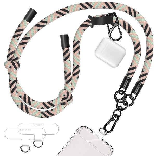 UKON Cell Phone Lanyard Crossbody Phone Strap,Adjustable Soft Nylon Phone Neck Strap With 2pcs Transparent TPU Patchs 8mm mobile phone lanyard Compati