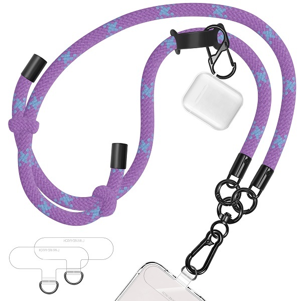 UKON Cell Phone Lanyard Crossbody Phone Strap,Adjustable Soft Nylon Phone Neck Strap With 2pcs Transparent TPU Patchs 8mm mobile phone lanyard Compati