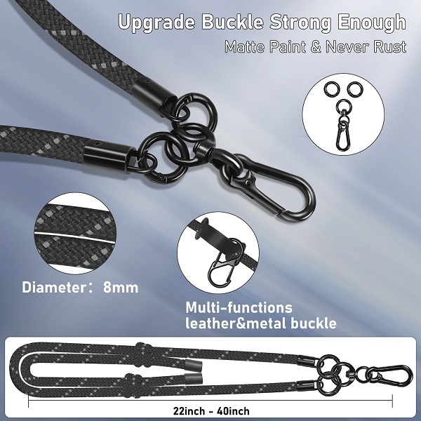 UKON Cell Phone Lanyard Crossbody Phone Strap,Adjustable Soft Nylon Phone Neck Strap With 2pcs Transparent TPU Patchs 8mm mobile phone lanyard Compati