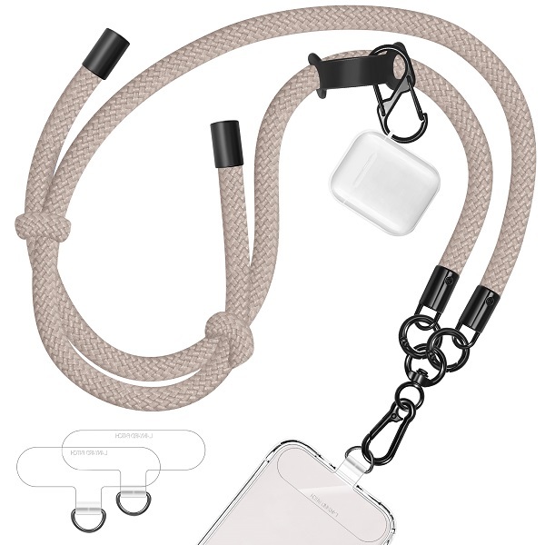 UKON Cell Phone Lanyard Crossbody Phone Strap,Adjustable Soft Nylon Phone Neck Strap With 2pcs Transparent TPU Patchs 8mm mobile phone lanyard Compati