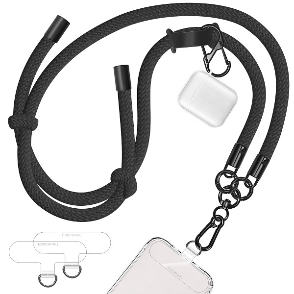 UKON Cell Phone Lanyard Crossbody Phone Strap,Adjustable Soft Nylon Phone Neck Strap With 2pcs Transparent TPU Patchs 8mm mobile phone lanyard Compati