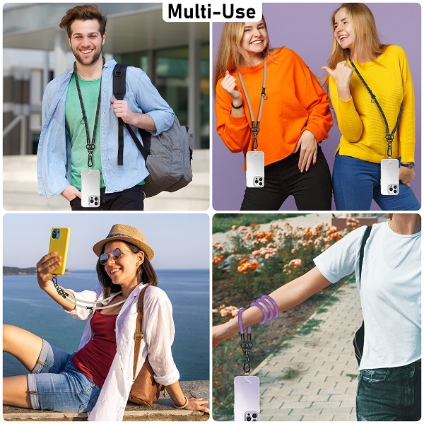 UKON Cell Phone Lanyard Crossbody Phone Strap,Adjustable Soft Nylon Phone Neck Strap With 2pcs Transparent TPU Patchs 8mm mobile phone lanyard Compati