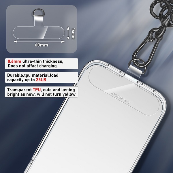 UKON Cell Phone Lanyard Crossbody Phone Strap,Adjustable Soft Nylon Phone Neck Strap With 2pcs Transparent TPU Patchs 8mm mobile phone lanyard Compati