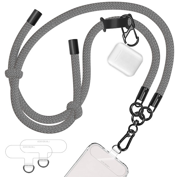 UKON Cell Phone Lanyard Crossbody Phone Strap,Adjustable Soft Nylon Phone Neck Strap With 2pcs Transparent TPU Patchs 8mm mobile phone lanyard Compati