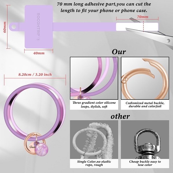 [ROCONTRIP] Mobile Strap, Smartphone Silicone Ring, 3 in 1 Smartphone Strap, Stylish, Convenient to use with one hand, Easy to put on and take off, Pr