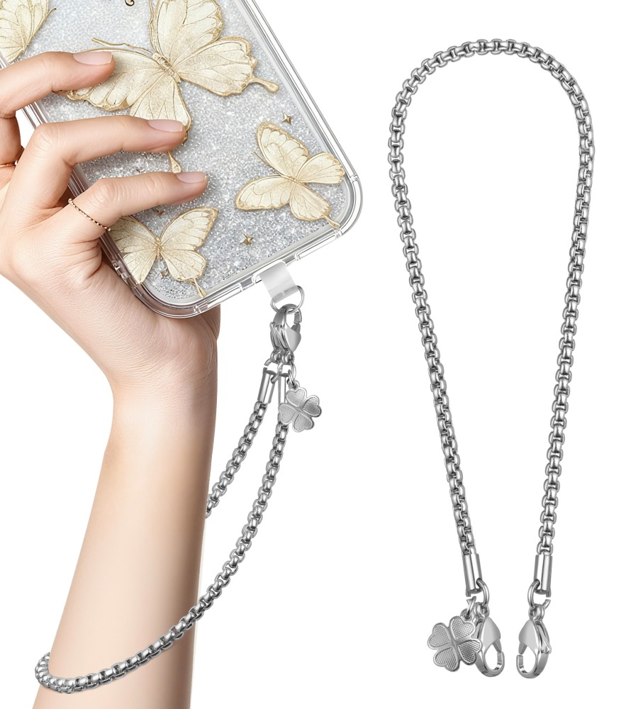 ROCONTRIP Metal Phone Lanyard with Gold Chain Detachable Phone Chain Wristlet with 2 Tether Tabs