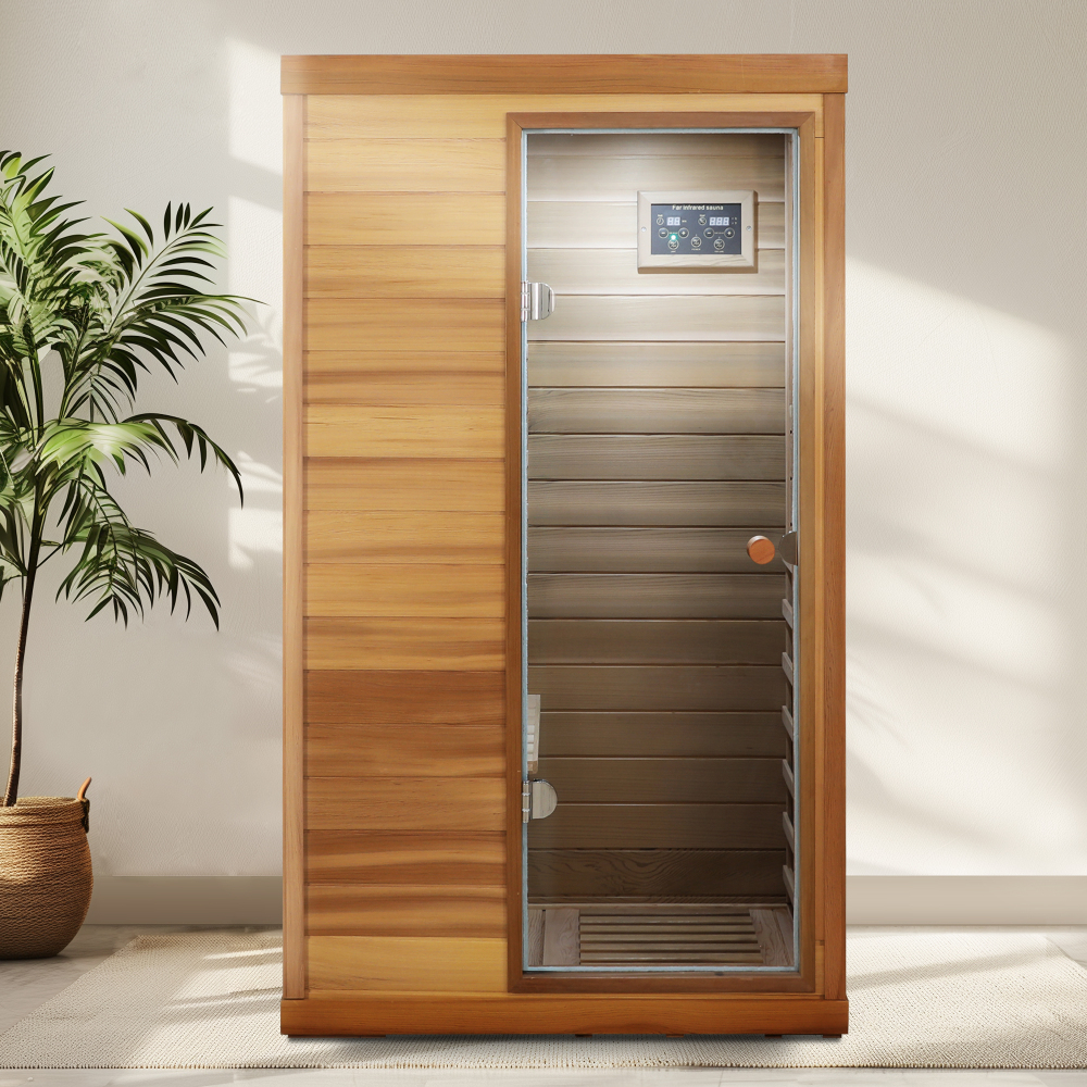 AVAXA 1-Person Indoor Red Cedar Infrared Sauna with 6-Far-Infrared Carbon Heaters