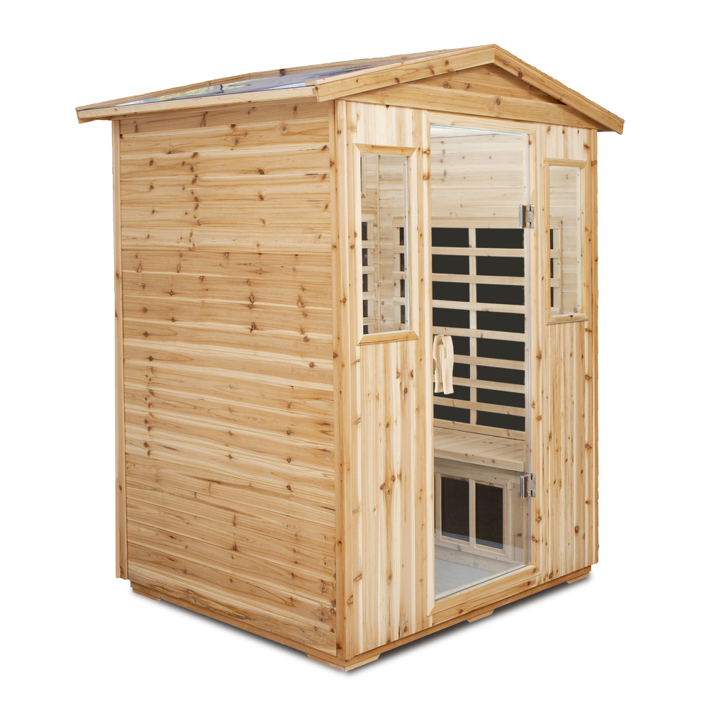AVAXA 4-Person Outdoor Fir Infrared Sauna with 8 Far-Infrared Carbon Crystal Heaters