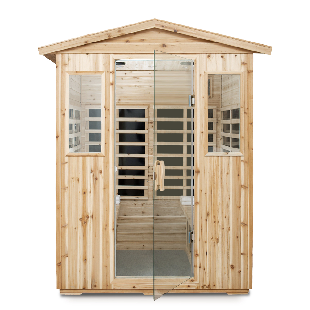 AVAXA 4-Person Outdoor Fir Infrared Sauna with 8 Far-Infrared Carbon Crystal Heaters