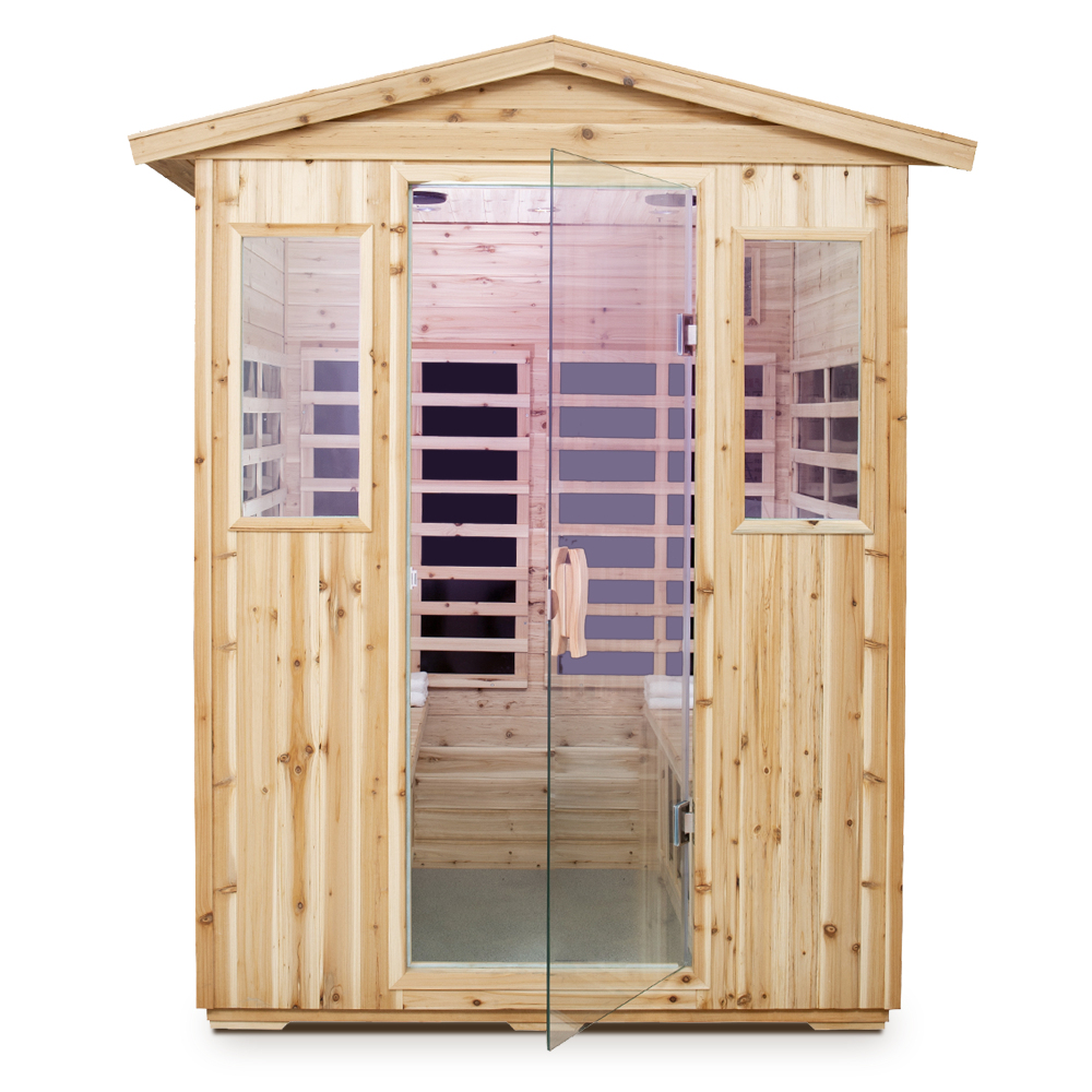 AVAXA 4-Person Outdoor Fir Infrared Sauna with 8 Far-Infrared Carbon Crystal Heaters