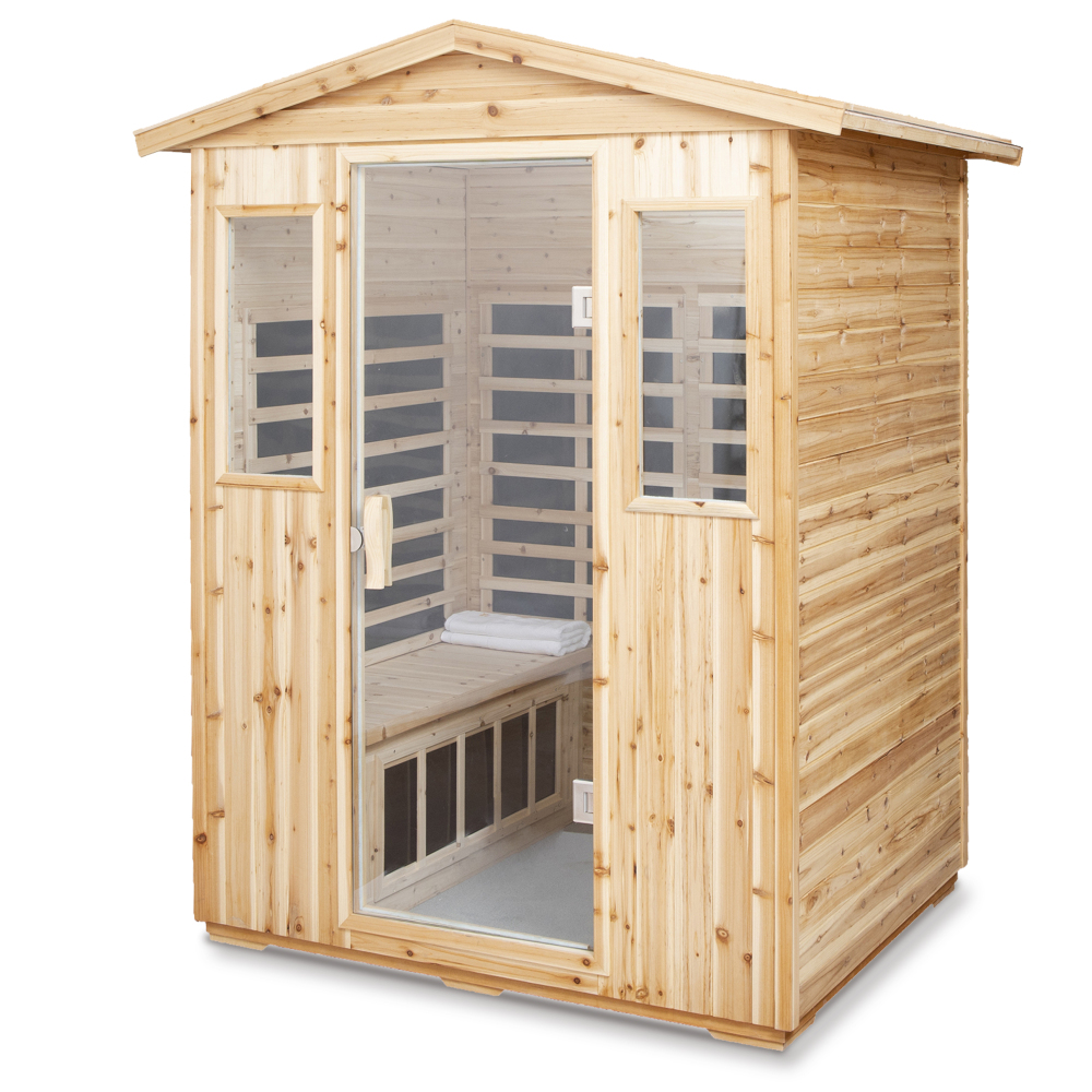 AVAXA 4-Person Outdoor Fir Infrared Sauna with 8 Far-Infrared Carbon Crystal Heaters