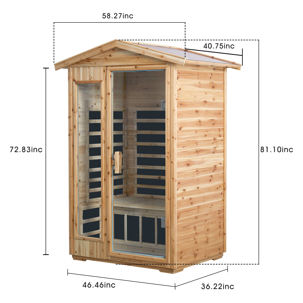 AVAXA 2-Person Old-Fir Outdoor Infrared Sauna with 8-Carbon Far Infrared Heaters and Waterproof