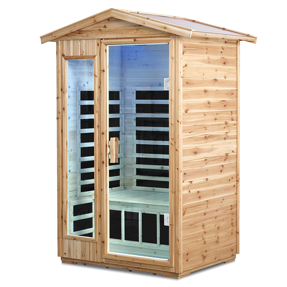 AVAXA 2-Person Old-Fir Outdoor Infrared Sauna with 8-Carbon Far Infrared Heaters and Waterproof