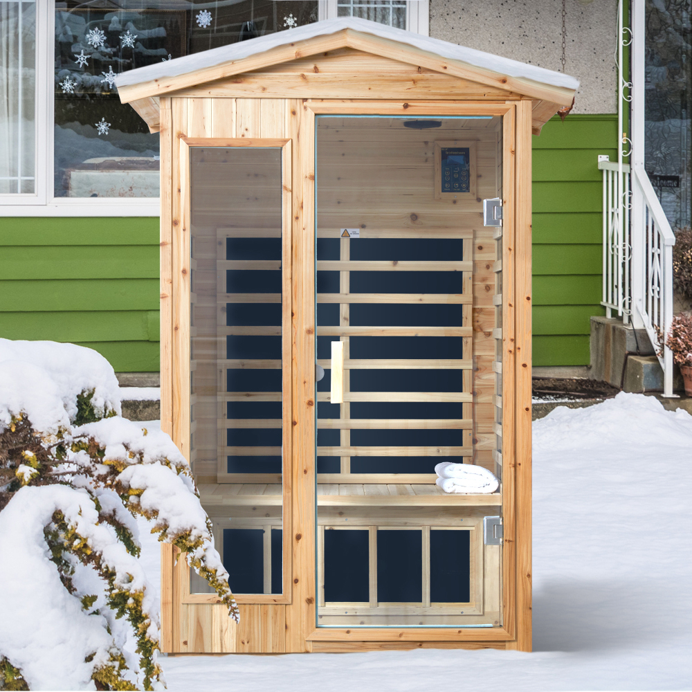 AVAXA 2-Person Old-Fir Outdoor Infrared Sauna with 8-Carbon Far Infrared Heaters and Waterproof