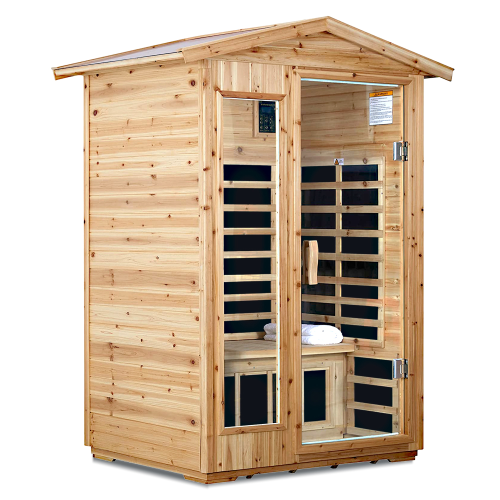 AVAXA 2-Person Old-Fir Outdoor Infrared Sauna with 8-Carbon Far Infrared Heaters and Waterproof