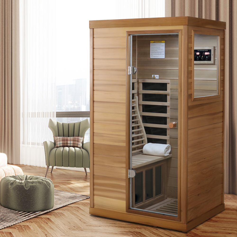 AVAXA 1-Person Indoor Red Cedar Infrared Sauna with 6-Far-Infrared Carbon Heaters
