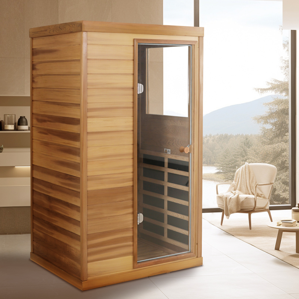 AVAXA 1-Person Indoor Red Cedar Infrared Sauna with 6-Far-Infrared Carbon Heaters