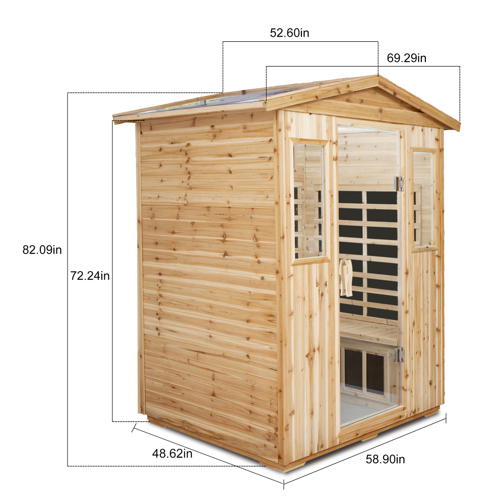 AVAXA 4-Person Outdoor Fir Infrared Sauna with 8 Far-Infrared Carbon Crystal Heaters