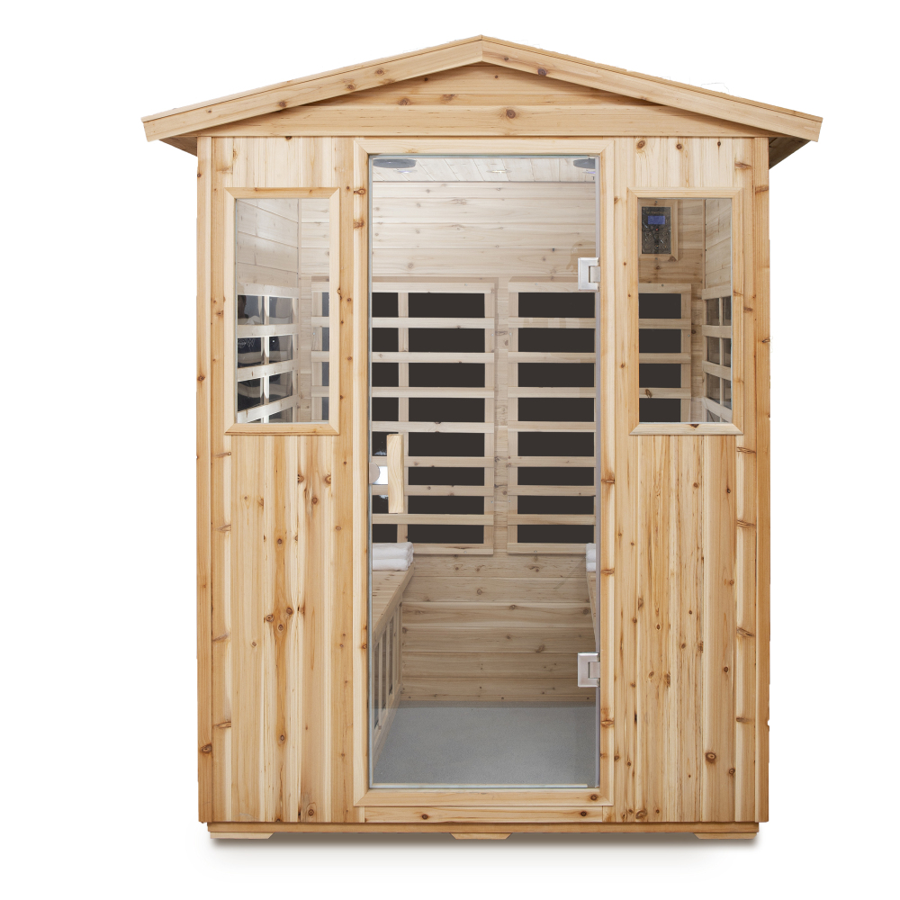 AVAXA 4-Person Outdoor Fir Infrared Sauna with 8 Far-Infrared Carbon Crystal Heaters
