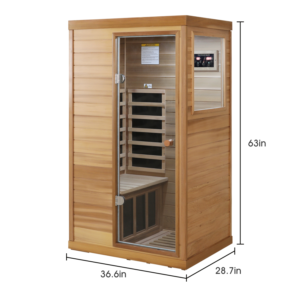 AVAXA 1-Person Indoor Red Cedar Infrared Sauna with 6-Far-Infrared Carbon Heaters