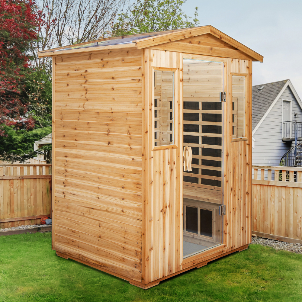 AVAXA 4-Person Outdoor Fir Infrared Sauna with 8 Far-Infrared Carbon Crystal Heaters