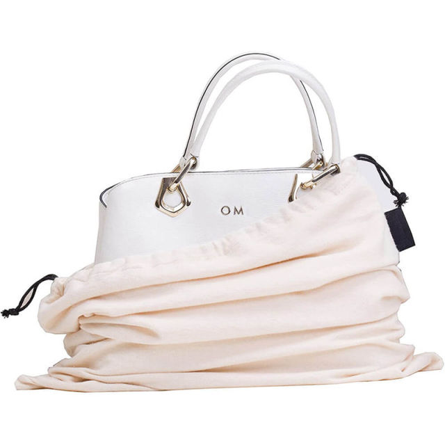 Custom Promotional Lifestyle Reusable Shopping Drawstring Shoe Storage Grocery Cotton Flannel Dust Bag for Handbag With Logo