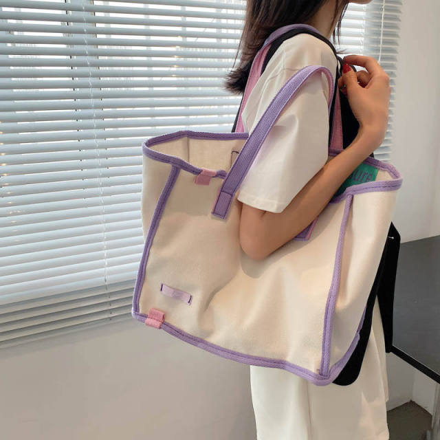 2022 Hot Sale Summer Large Capacity Canvas Tote Bag Shoulder Handbag for Women