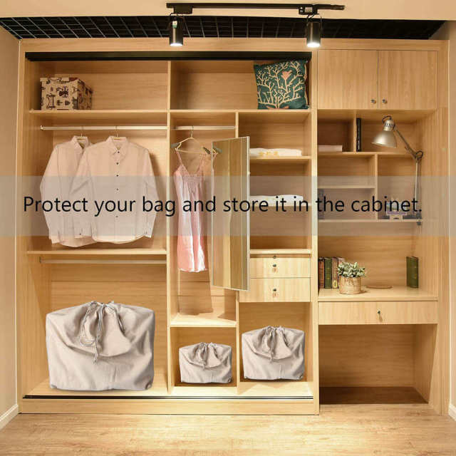 Custom White Flannel Brushed Thick Cotton Draw String Dust Bag for Handbag