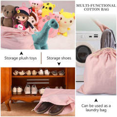 Custom Laundry Pink Cotton Drawstring Bag Flannel Dust Bag for Handbag