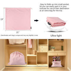 Custom Laundry Pink Cotton Drawstring Bag Flannel Dust Bag for Handbag