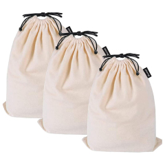 Custom Promotional Lifestyle Reusable Shopping Drawstring Shoe Storage Grocery Cotton Flannel Dust Bag for Handbag With Logo