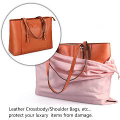 Custom Laundry Pink Cotton Drawstring Bag Flannel Dust Bag for Handbag