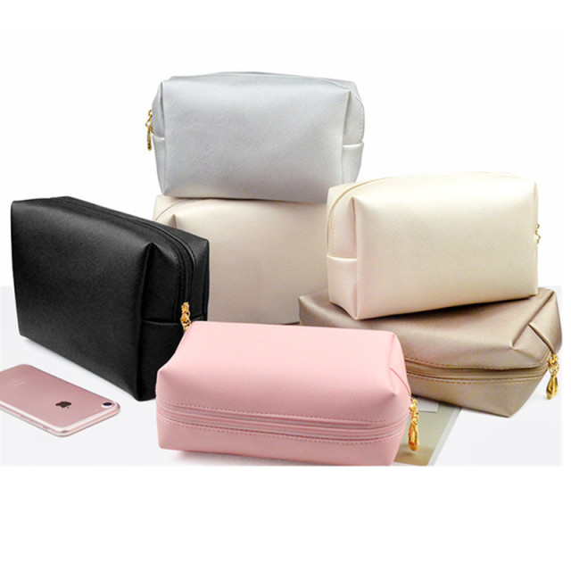Customized Fashion Bulk Small Travel Zippered PVC Leather Toiletry Makeup Storage Cosmetic Pouch Bag Wholesale