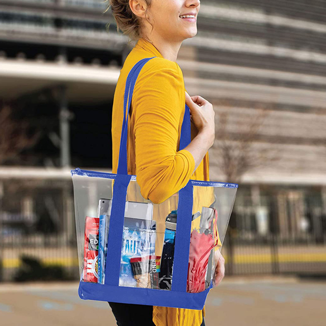 Custom 2022 Fashion Clear PVC Tote Shopping Bags Women Handbags Ladies