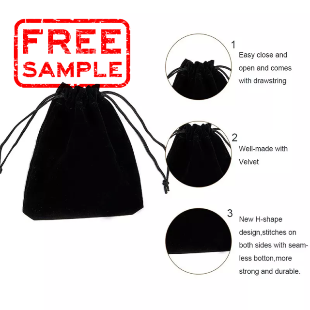 Small Velvet Pouch Drawstring Jewelry Dust Print Custom Gift  Black Laundry Reusable Fabric Draw String Cloth Pack Bag With Logo