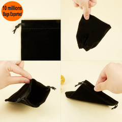 Small Velvet Pouch Drawstring Jewelry Dust Print Custom Gift  Black Laundry Reusable Fabric Draw String Cloth Pack Bag With Logo