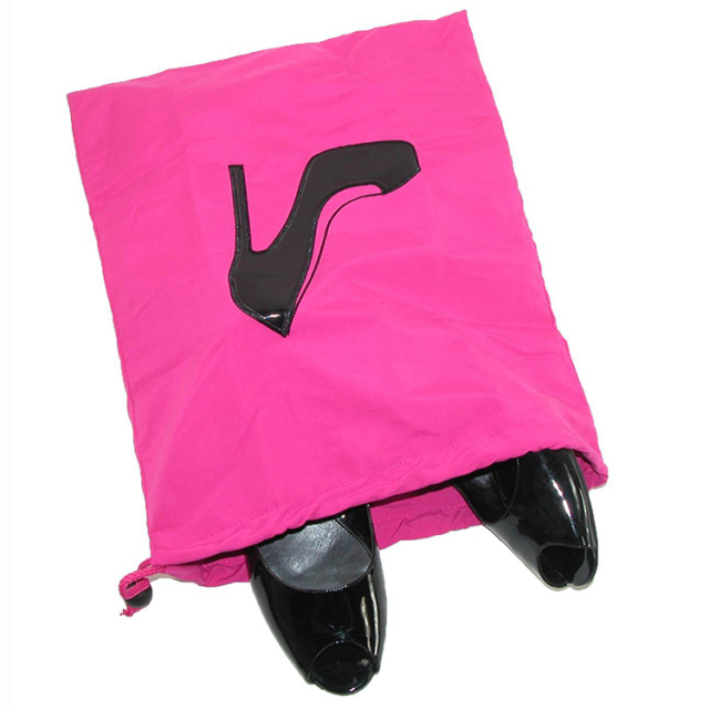 Fashion Custom Polyester Satin  Drawstring High Heel Shoe Dust Bag With Divider